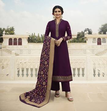 Wine Embroidered Satin Salwar 1