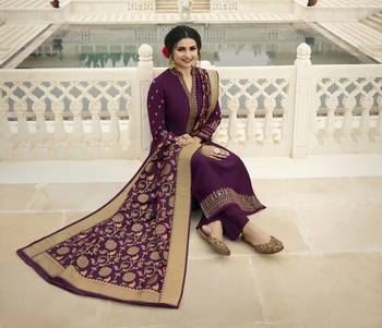 Wine Embroidered Satin Salwar 2