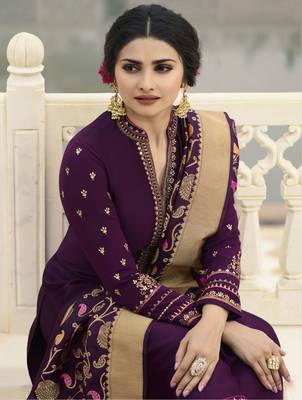 Wine Embroidered Satin Salwar 4