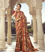 Red Printed Silk Saree With Blouse