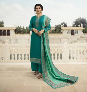 Teal-Green Embroidered Satin Salwar 1