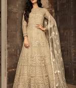 Beige embroidered net salwar