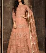 Light-orange embroidered net salwar