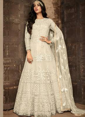 White embroidered net salwar 1