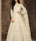 White embroidered net salwar