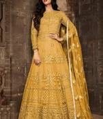 Mustard embroidered net salwar