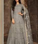 Grey embroidered net salwar