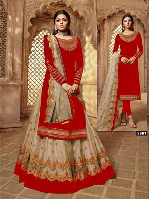 Orange embroidered georgette salwar 1
