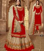Orange embroidered georgette salwar
