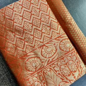 Orange woven banarasi silk saree with blouse 3