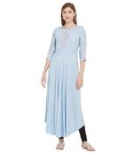 Grey printed rayon kurtas-and-kurtis