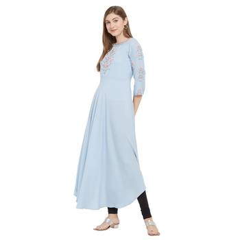 Grey printed rayon kurtas-and-kurtis 3