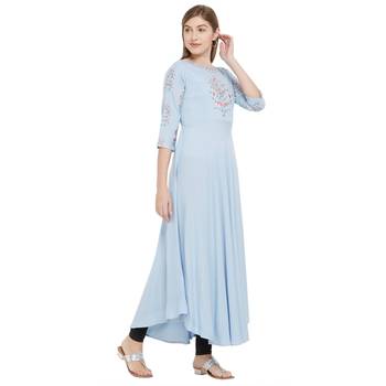 Grey printed rayon kurtas-and-kurtis 4
