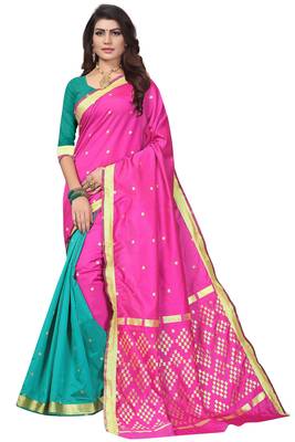Pink Woven Banarasi Saree With Blouse 1