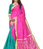Pink Woven Banarasi Saree With Blouse