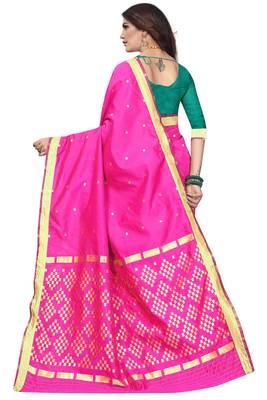 Pink Woven Banarasi Saree With Blouse 4