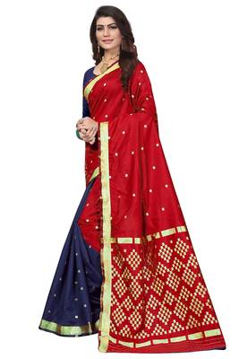 Red Woven Banarasi Saree With Blouse 2