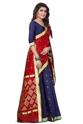 Red Woven Banarasi Saree With Blouse 5