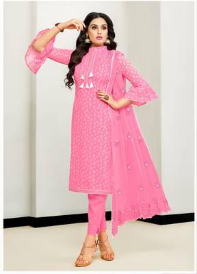 Pink abstract print cotton salwar 1