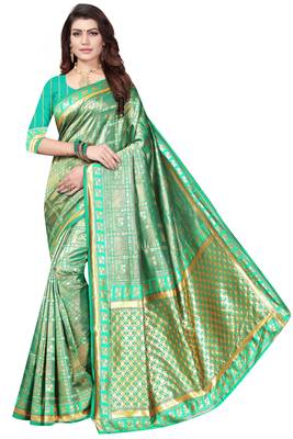 Green Woven Banarasi Saree With Blouse 1