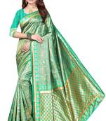 Green Woven Banarasi Saree With Blouse