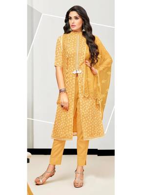 Mustard abstract print cotton salwar 1