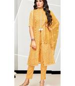 Mustard abstract print cotton salwar