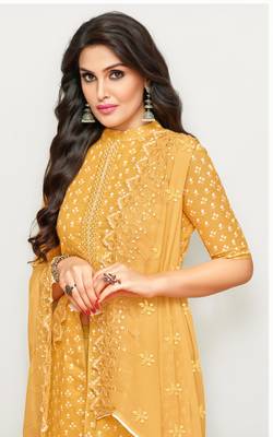 Mustard abstract print cotton salwar 2