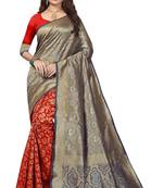 Blue Woven Banarasi Saree With Blouse