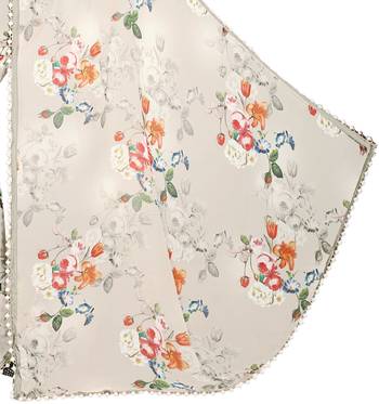 Off white printed georgette saree with blouse 4