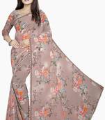 Light coffee printed georgette saree with blouse