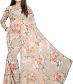 Light cream printed georgette saree with blouse