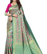 Green Woven Banarasi Saree With Blouse