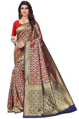 Blue Woven Banarasi Saree With Blouse 1