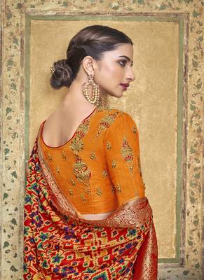   multicolor embroidered patola saree with blouse 2