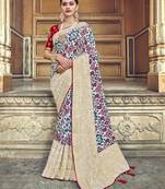 White embroidered patola saree with blouse