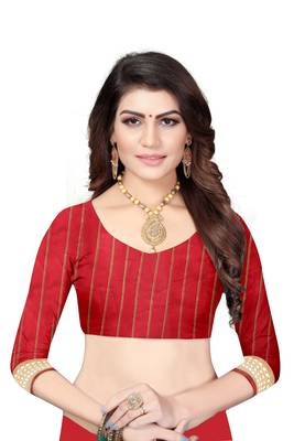 Red Woven Banarasi Saree With Blouse 5