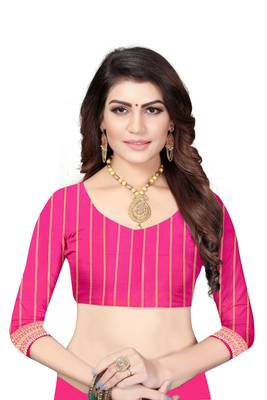Pink Woven Banarasi Saree With Blouse 5