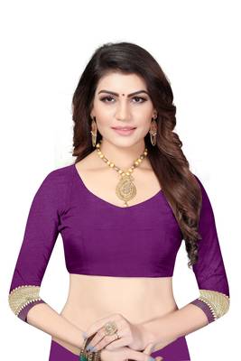 Purple Woven Banarasi Saree With Blouse 5