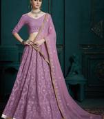 LAVENDER EMBROIDERED GEORGETTE Semi Stitched Bridal Lehenga