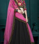Marvelous Black & Pink Colored Thread & Sequins Embroidered Georgette Ghagra Choli