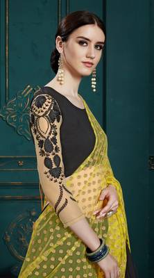 Black Thread And Glitter Sequins Embroidered Georgette Semi Stitched Lehenga Choli With Dupatta 3