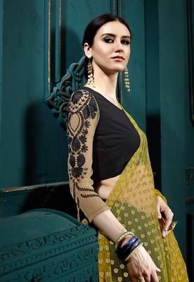Black Thread And Glitter Sequins Embroidered Georgette Semi Stitched Lehenga Choli With Dupatta 4