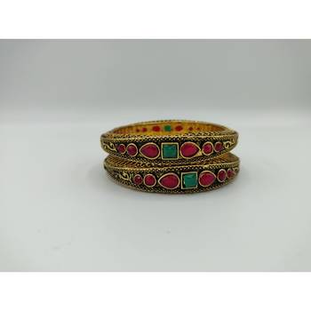 Gold   Meenakari Bangles Set Of 2 4