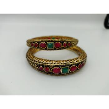 Gold   Meenakari Bangles Set Of 2 5