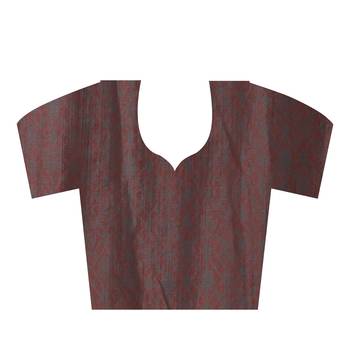 Magenta printed tussar silk saree with blouse 4
