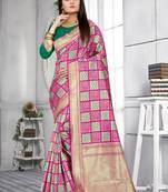 pink woven banarasi saree with blouse