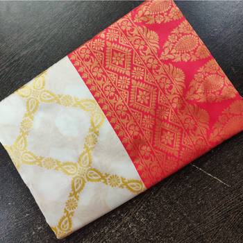 White woven art silk saree with blouse 2