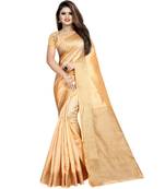 Golden woven tussar silk saree with blouse