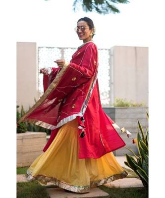 Red and Yellow Sharara Set-Set of three 3